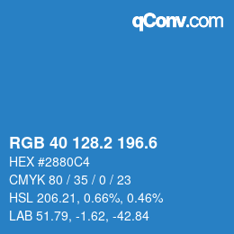 カラーコード: RGB 40 128.2 196.6 | qconv.com