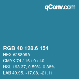 カラーコード: RGB 40 128.6 154 | qconv.com