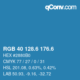 カラーコード: RGB 40 128.6 176.6 | qconv.com