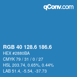 カラーコード: RGB 40 128.6 186.6 | qconv.com