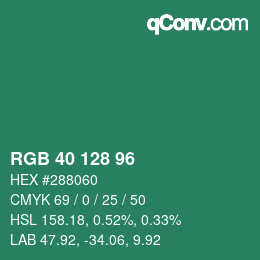 カラーコード: RGB 40 128 96 | qconv.com