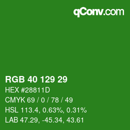 Color code: RGB 40 129 29 | qconv.com