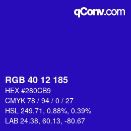 Color code: RGB 40 12 185 | qconv.com