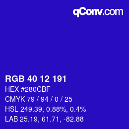 Color code: RGB 40 12 191 | qconv.com