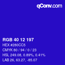 Color code: RGB 40 12 197 | qconv.com