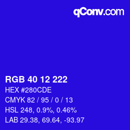 カラーコード: RGB 40 12 222 | qconv.com