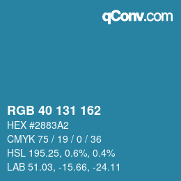 カラーコード: RGB 40 131 162 | qconv.com
