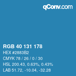 Color code: RGB 40 131 178 | qconv.com