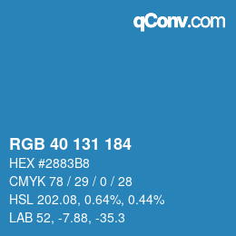 Color code: RGB 40 131 184 | qconv.com