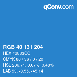 Color code: RGB 40 131 204 | qconv.com