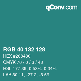 Color code: RGB 40 132 128 | qconv.com