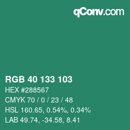 Color code: RGB 40 133 103 | qconv.com