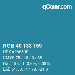 Color code: RGB 40 133 159 | qconv.com