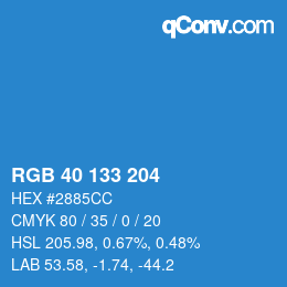 Color code: RGB 40 133 204 | qconv.com