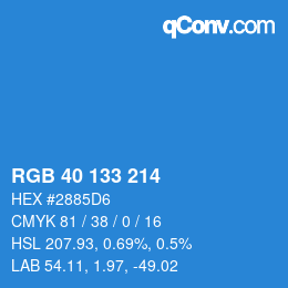 Color code: RGB 40 133 214 | qconv.com