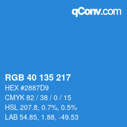カラーコード: RGB 40 135 217 | qconv.com