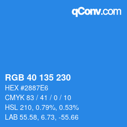 Color code: RGB 40 135 230 | qconv.com