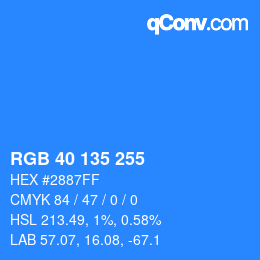 Color code: RGB 40 135 255 | qconv.com