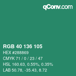 Farbcode: RGB 40 136 105 | qconv.com