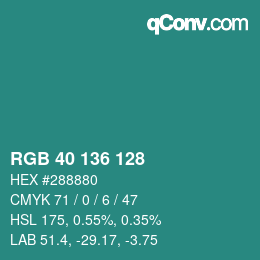 Color code: RGB 40 136 128 | qconv.com