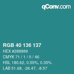 Color code: RGB 40 136 137 | qconv.com