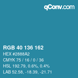 Código de color: RGB 40 136 162 | qconv.com
