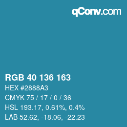 カラーコード: RGB 40 136 163 | qconv.com