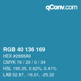 Color code: RGB 40 136 169 | qconv.com
