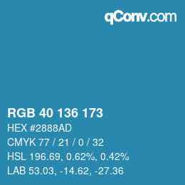 Color code: RGB 40 136 173 | qconv.com