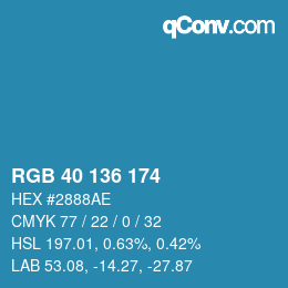 Color code: RGB 40 136 174 | qconv.com