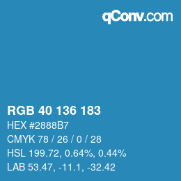 Color code: RGB 40 136 183 | qconv.com