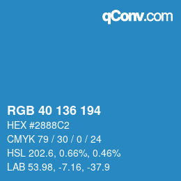 Color code: RGB 40 136 194 | qconv.com