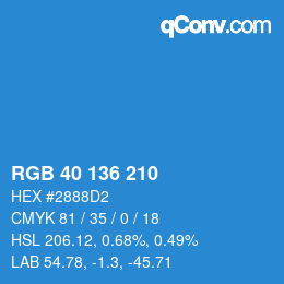 Color code: RGB 40 136 210 | qconv.com