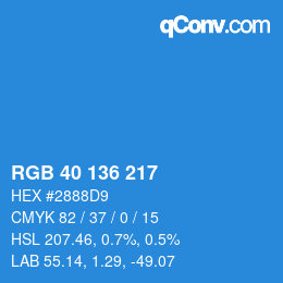 Color code: RGB 40 136 217 | qconv.com