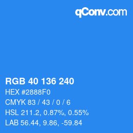 Color code: RGB 40 136 240 | qconv.com