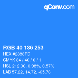 Color code: RGB 40 136 253 | qconv.com