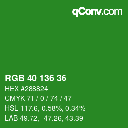 Color code: RGB 40 136 36 | qconv.com