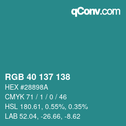 Color code: RGB 40 137 138 | qconv.com