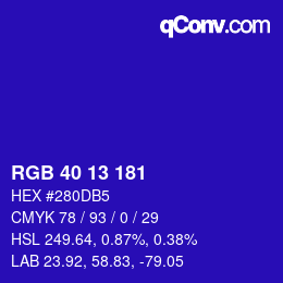 Color code: RGB 40 13 181 | qconv.com