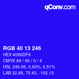 Color code: RGB 40 13 246 | qconv.com
