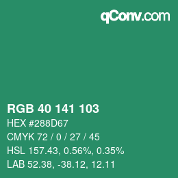 Color code: RGB 40 141 103 | qconv.com