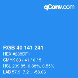Color code: RGB 40 141 241 | qconv.com