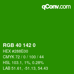 颜色代码: RGB 40 142 0 | qconv.com