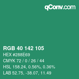 Color code: RGB 40 142 105 | qconv.com