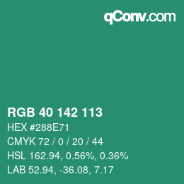 Color code: RGB 40 142 113 | qconv.com