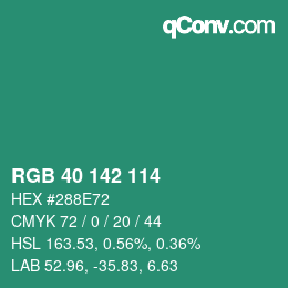 Color code: RGB 40 142 114 | qconv.com