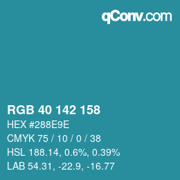 Color code: RGB 40 142 158 | qconv.com