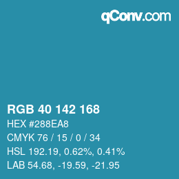 Color code: RGB 40 142 168 | qconv.com