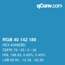 颜色代码: RGB 40 142 189 | qconv.com