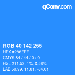 Color code: RGB 40 142 255 | qconv.com